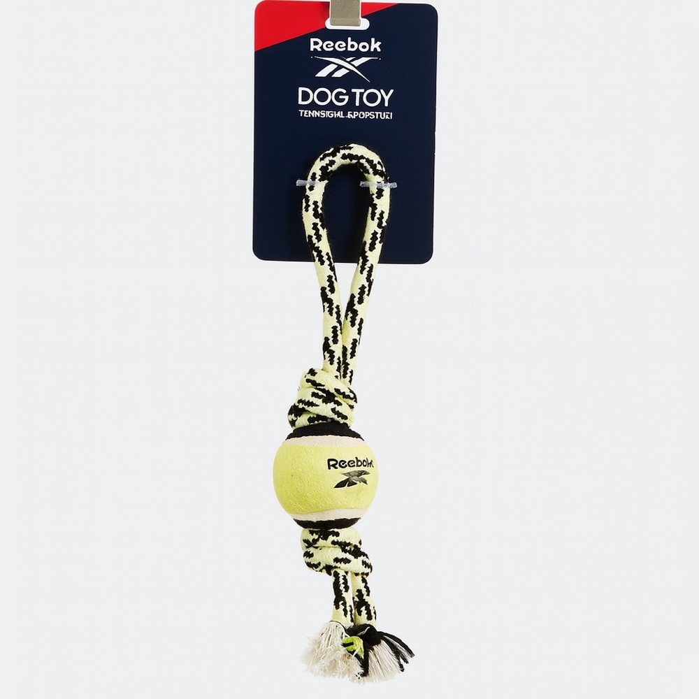 Reebok Dog Toy Tennis Ball & Rope Tug Durable Rope Toy for Pets